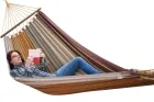 Caribe Mocca hammock with wooden spreader bar by MacaMex MA-02001-OLD color braun