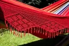 Brasil Comfort Verano mit Macrame Rand-Doppeltuchhängematte Baumwolle rot by MacaMex MA-01052 color rot