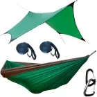 OffRoad XXL Leicht Hängematte Set mit Tarp und Baumgurte grün-khaki by Hideaway Outfitters HO-91000 color grün