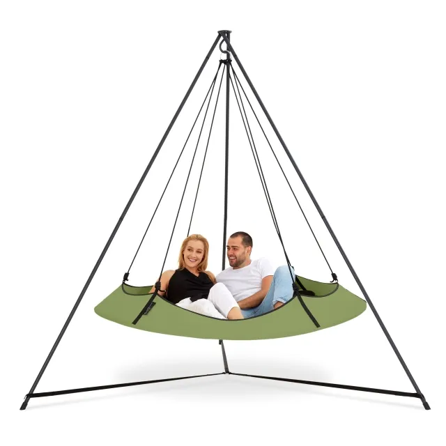 Hängeliege / Tipi Set grüne 1,8m mit schwarzem Gestell 2,4m, wetterfest by Hangout Pod TI-HAT18BKSE color grün