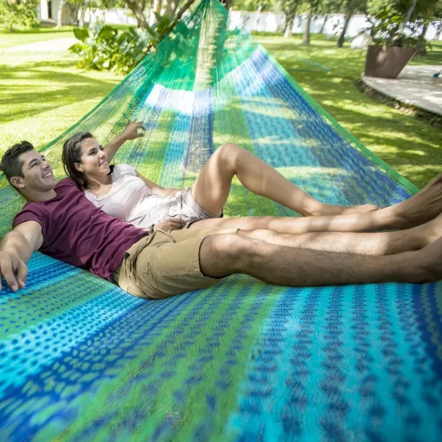 Mexikanische Netzhängematte Family plus Mare blau-grün by MacaMex MA-00245 color blau