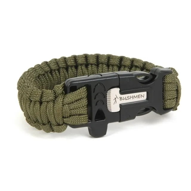 Camping Armband mit Feuerstarter und Pfeife 3 Meter Paracord Seil oliv by Bushmen BU-1BRCA3O color grün