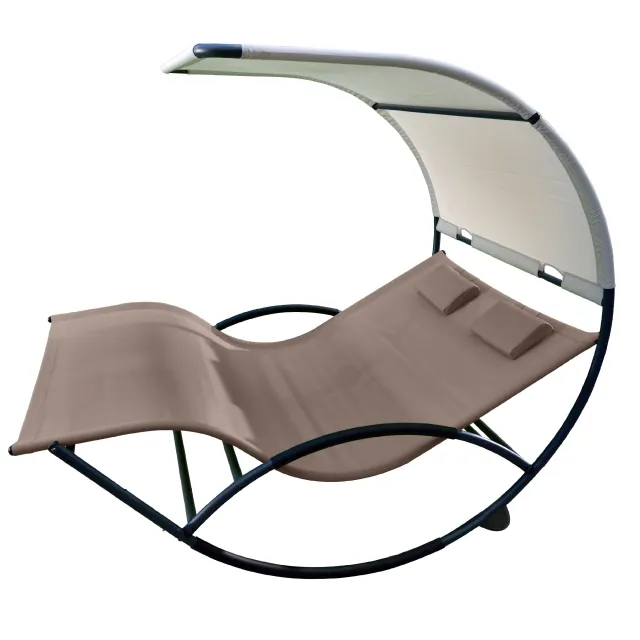 Double Chaise Rocker Aluminium - Doppel-Schaukelstuhl dunkelgrau by Vivere VI-CHAISRKAL-CO color Grau / Silber