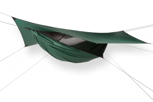 Safari Deluxe XXL Asym ZIP Outdoor Hängematte mit Moskitonetz und Tarp bis 213 cm Körpergröße und 159 kg by Hennessy Hammocks MA-02041 color grün