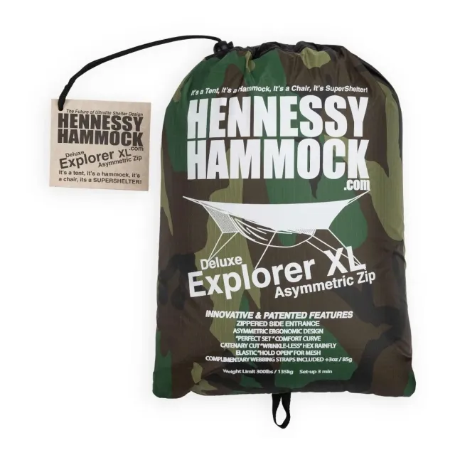 Explorer Deluxe ZIP Woodland XL by Hennessy Hammocks HH-M136 color camouflage