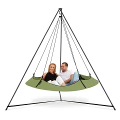 Hängeliege / Tipi Set grüne 1,8m mit schwarzem Gestell 2,4m, wetterfest by Hangout Pod TI-HAT18BKSE color grün