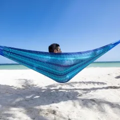 Mexikanische Netzhängematte double dark and light blue by MacaMex MA-00027 color blau