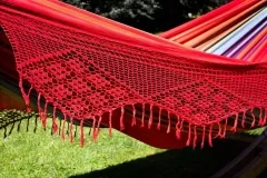 Brasil Comfort Verano mit Macrame Rand-Doppeltuchhängematte Baumwolle rot by MacaMex MA-01052 color rot