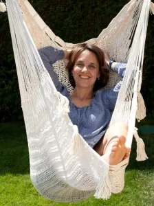 Mexikanischer Netz-Hängesessel Deluxe natur weiß Baumwolle by MacaMex MA-10030 color natur / beige