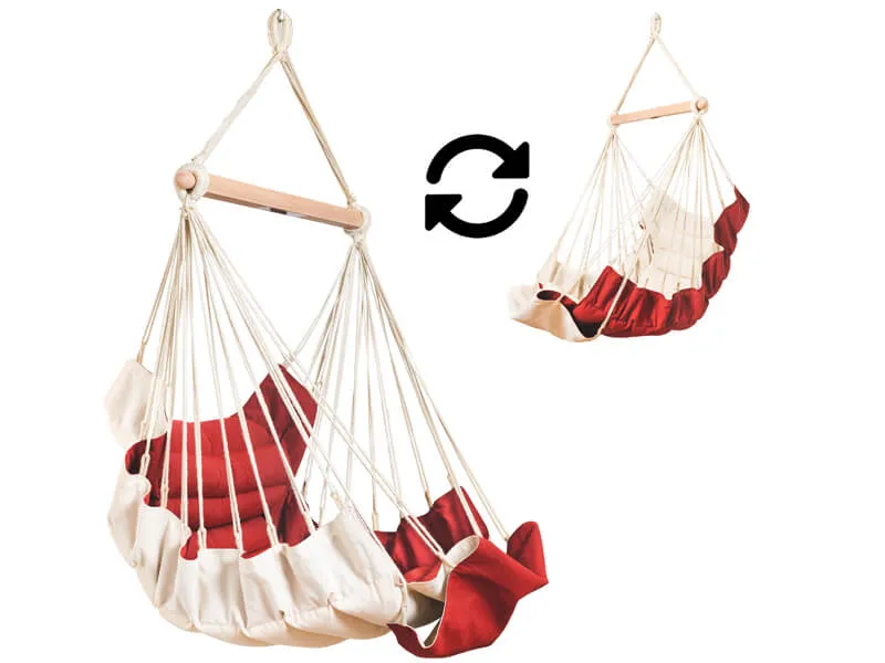 H&auml;ngesessel mit 2 Farben zum Wenden Rot und Creme