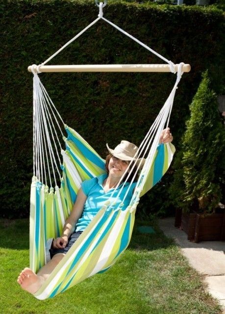 Hängesessel Gestell Lazy creme + Cayo Grande beach MacaTex by MacaMex MA-91078 color grün