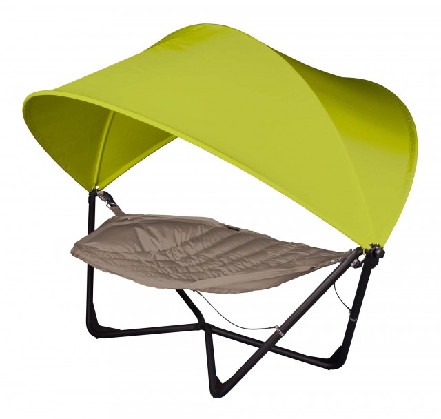 XXL Lounger Serenety - Hängemattenset taupe mit Sonnensegel grün by LaSiesta LS-SRO156-U4 color szary / srebro