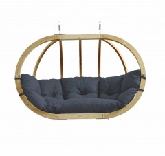 Globo Royal Chair anthrazit - Doppelhängestuhl aus Holz wetterfest by Amazonas AZ-2030840 color Grau / Silber