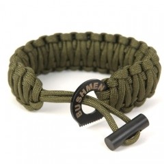 Armband mit Feuerstahl und Paracord Seil 6 Meter grün